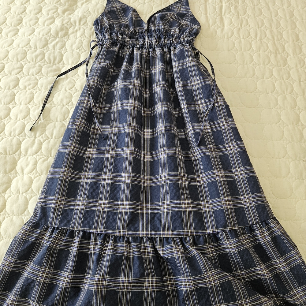Gu Uniqlo Blue Plaid Dress Size S - Picture 2 of 3
